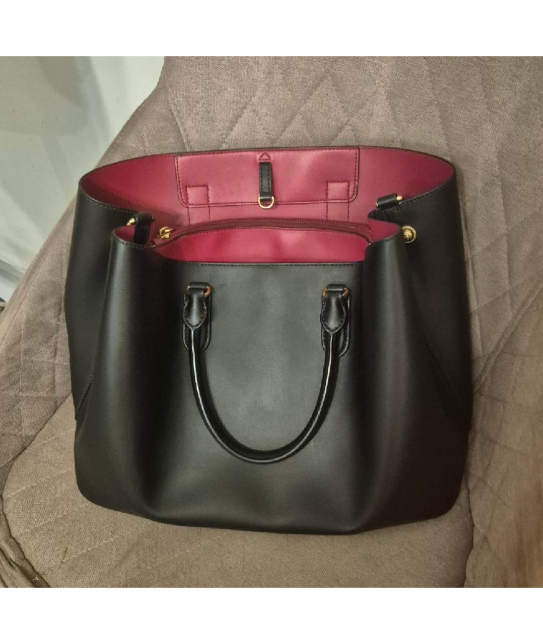 RALPH LAUREN Черная кожаная сумка тоут, фото 2