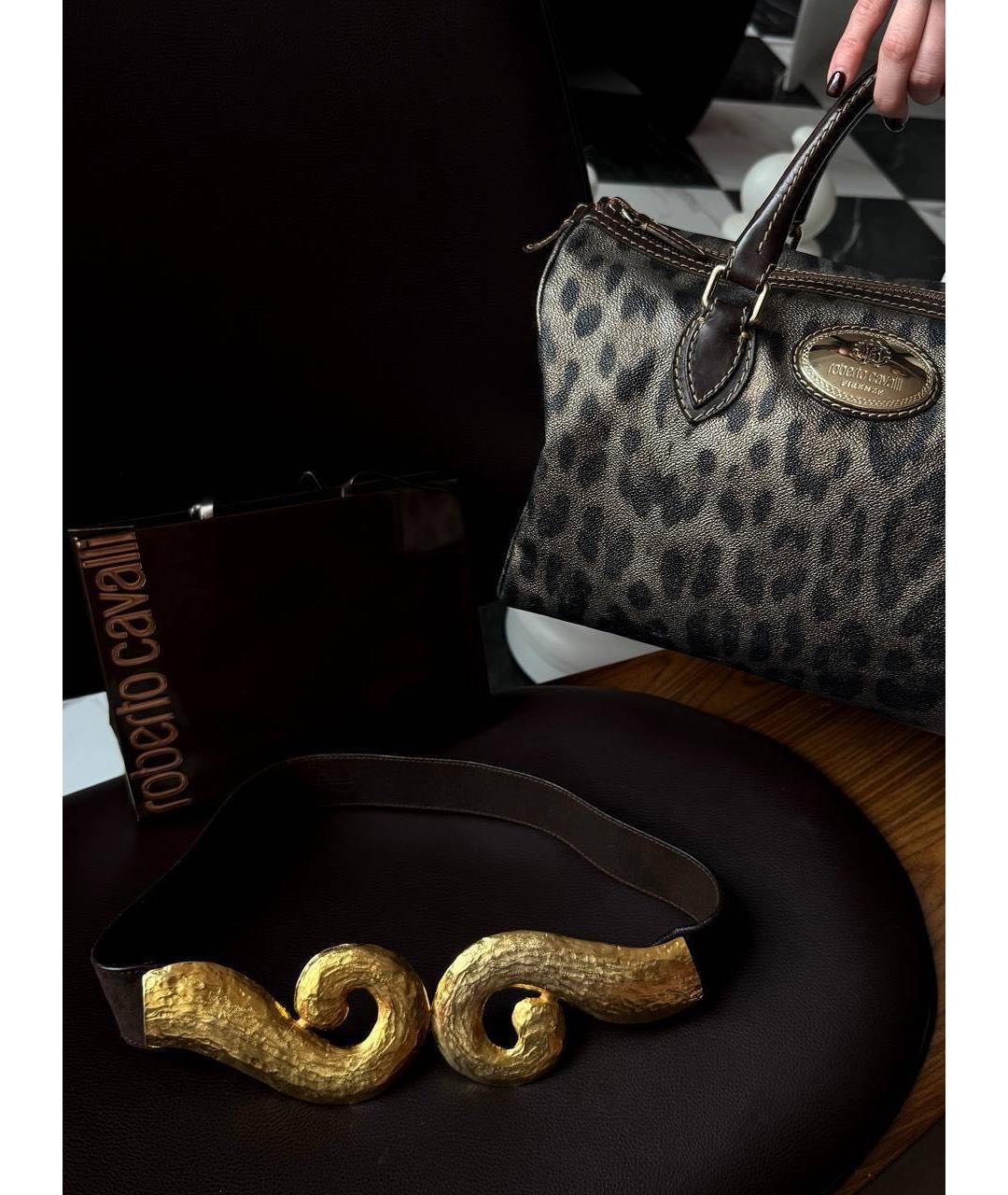 ROBERTO CAVALLI Коричневый замшевый ремень, фото 4