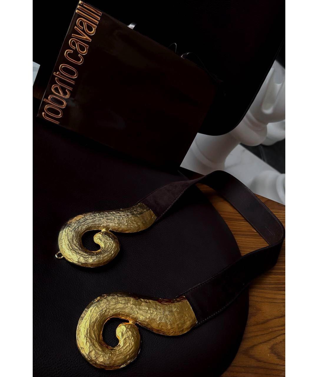 ROBERTO CAVALLI Коричневый замшевый ремень, фото 3