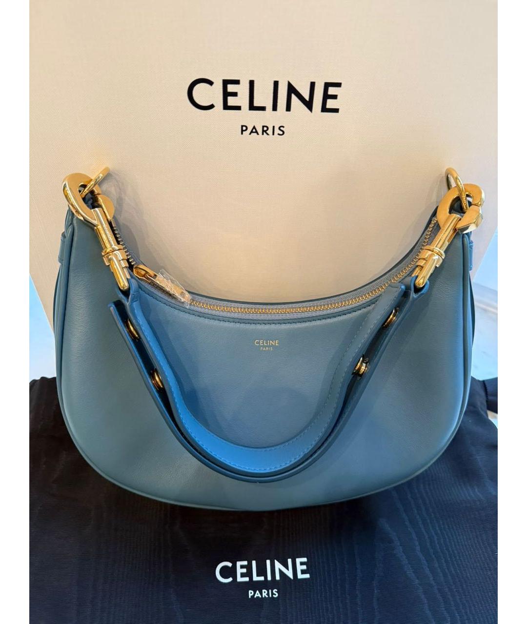 CELINE Синяя кожаная сумка через плечо, фото 2