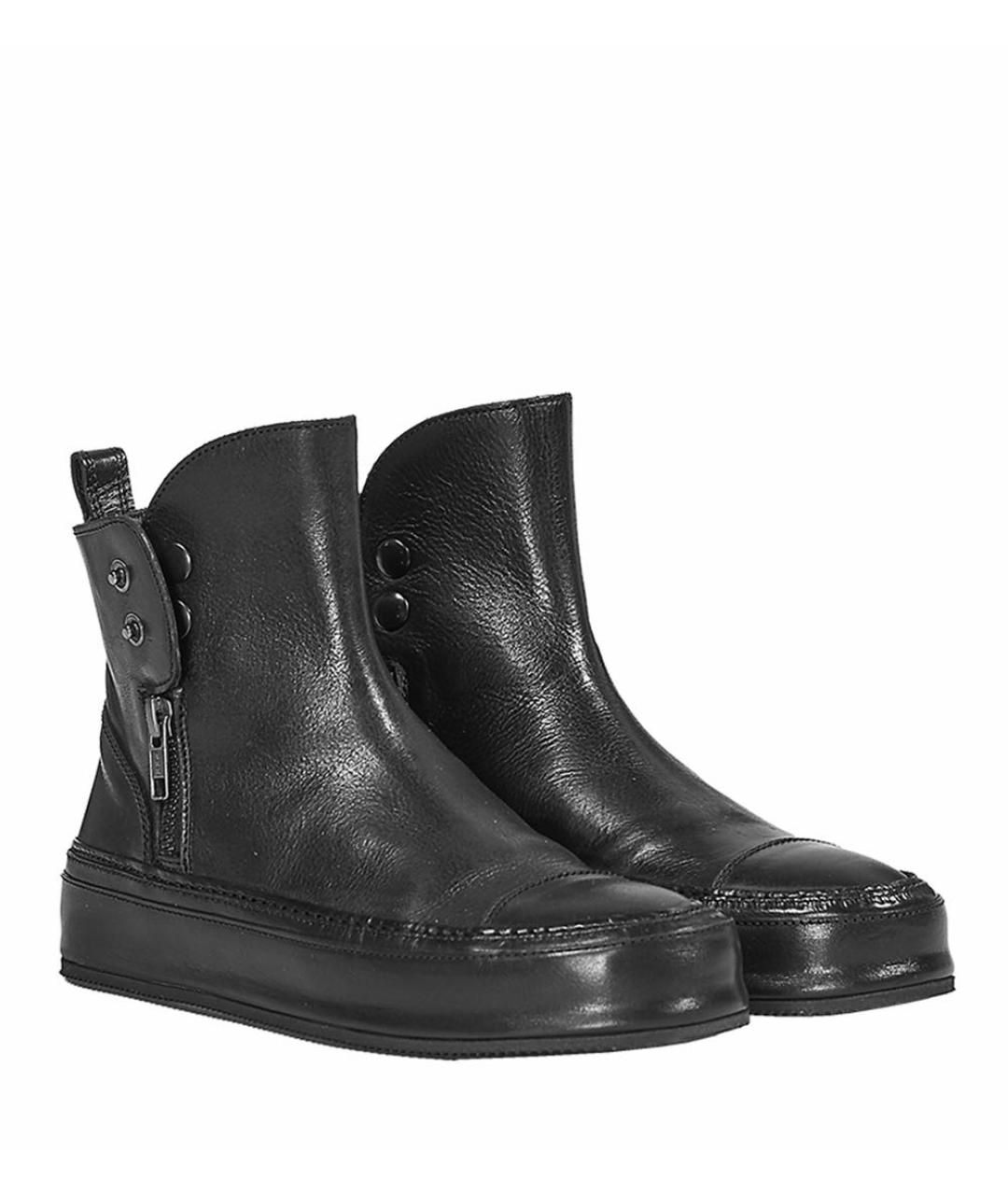 ANN DEMEULEMEESTER Черные кожаные полусапоги, фото 2
