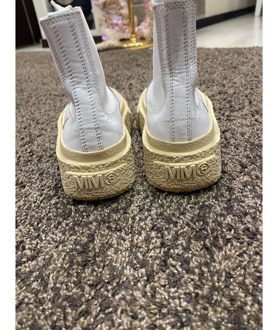 MM6 MAISON MARGIELA Белые кожаные ботинки, фото 4