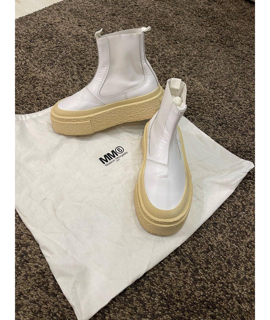 MM6 MAISON MARGIELA Белые кожаные ботинки, фото 7