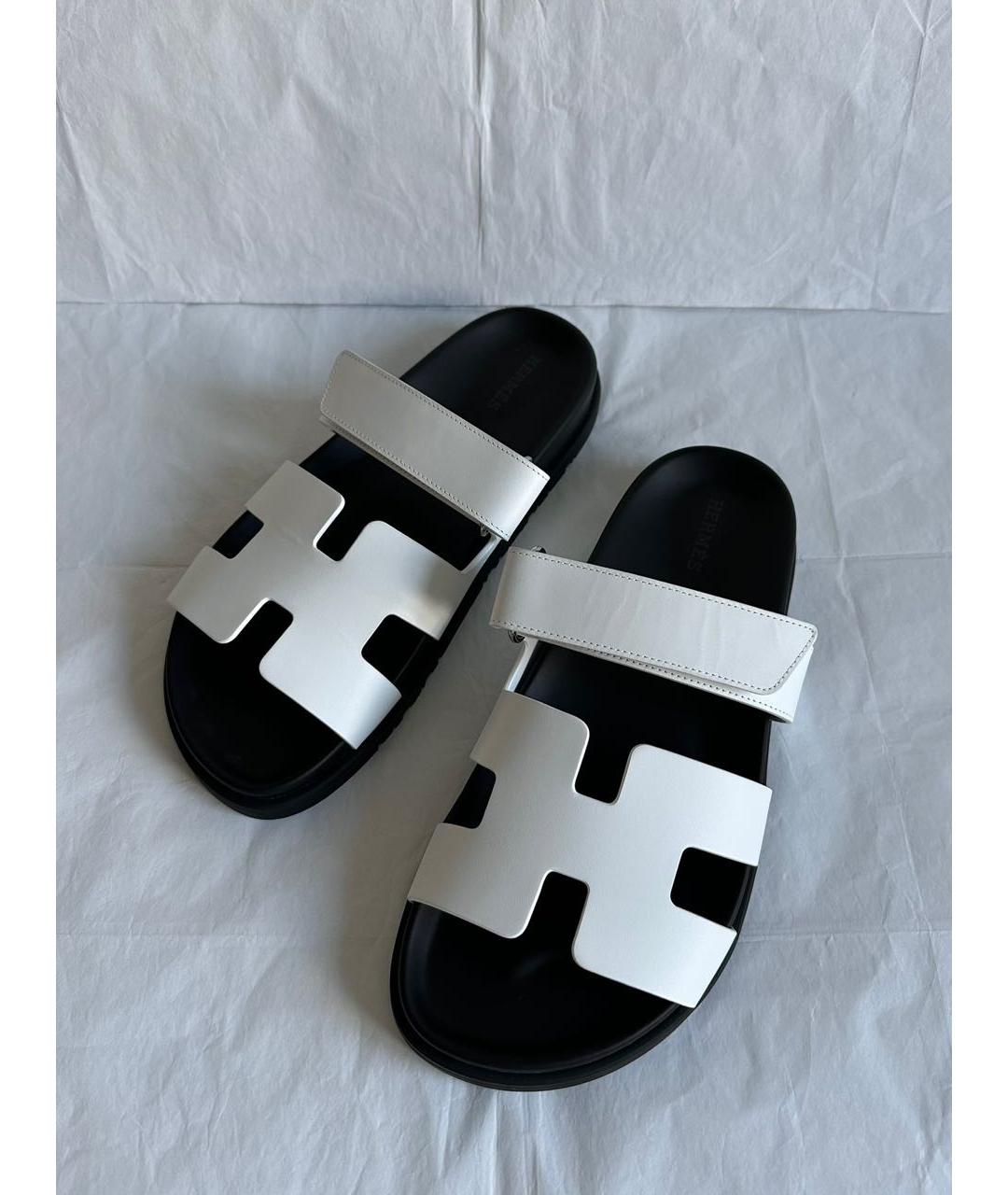 HERMES Белые кожаные сандалии, фото 8