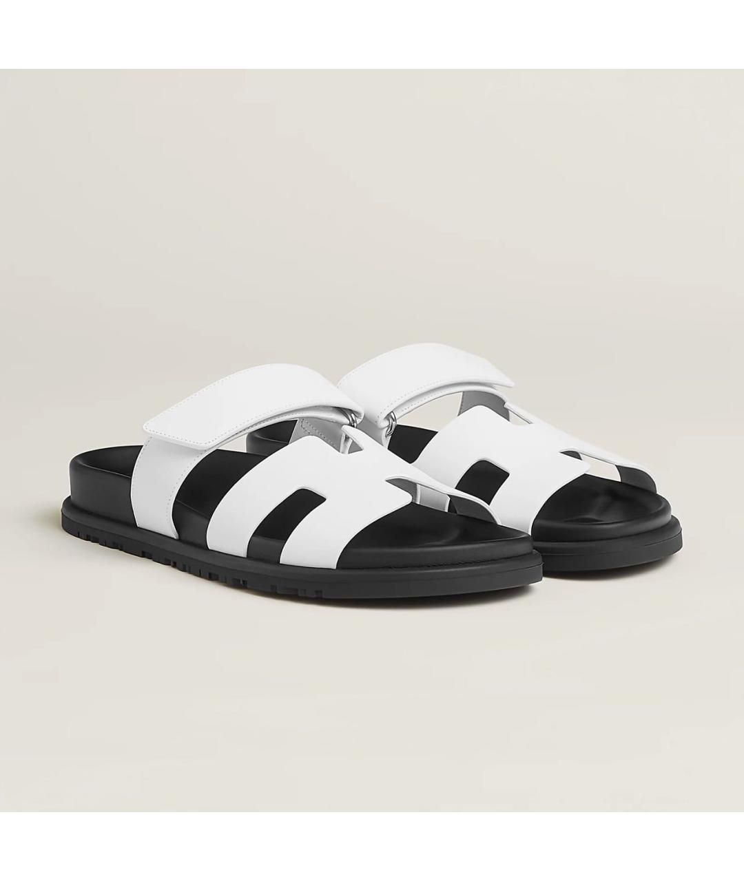 HERMES Белые кожаные сандалии, фото 2