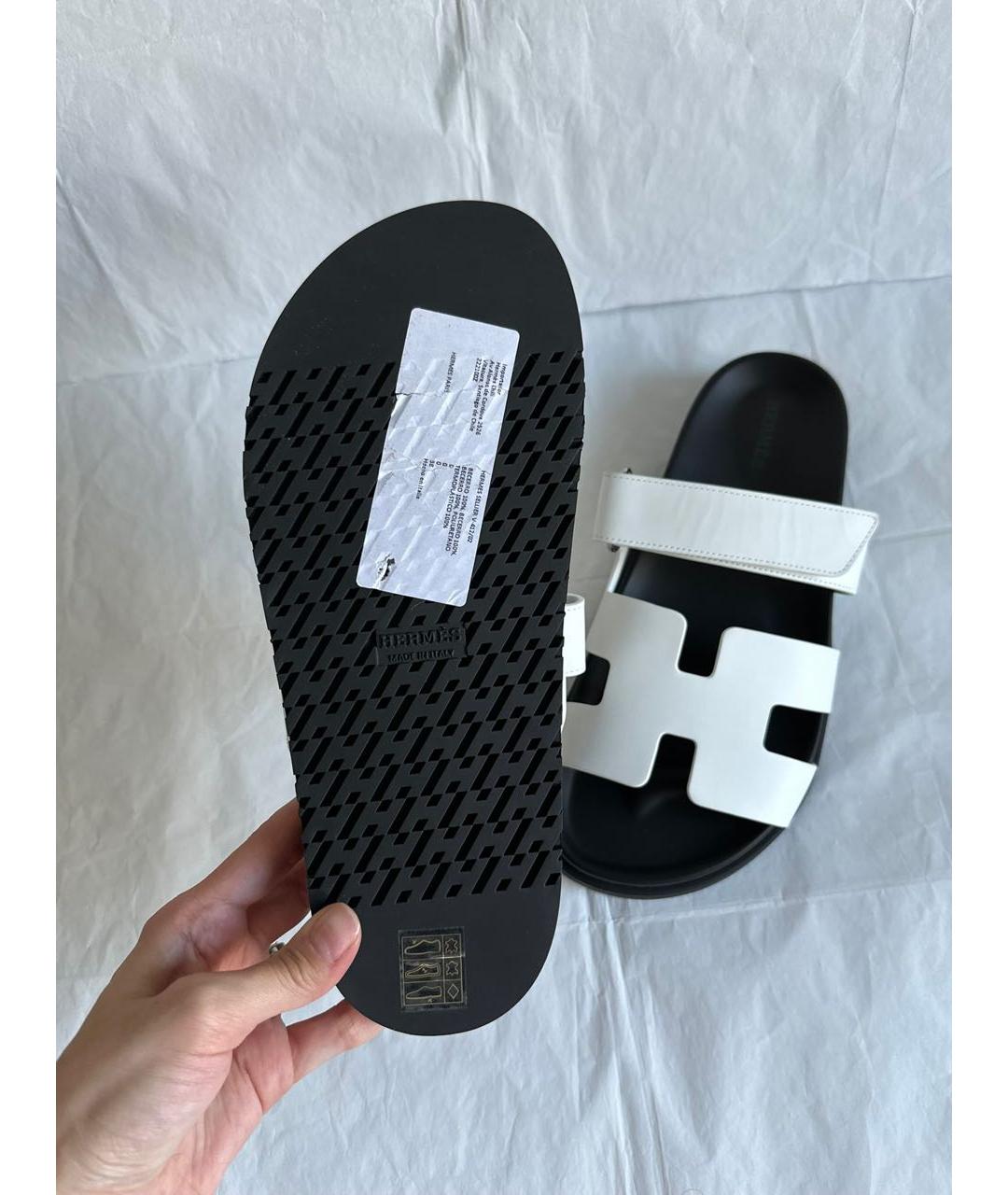 HERMES Белые кожаные сандалии, фото 7