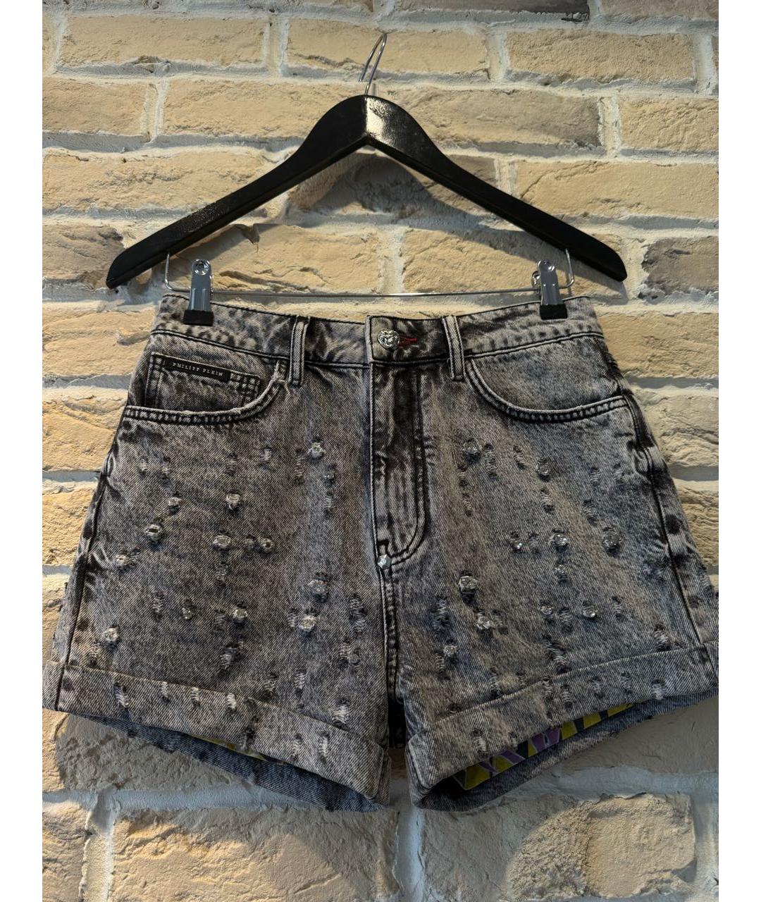 PHILIPP PLEIN Серые деним шорты, фото 8