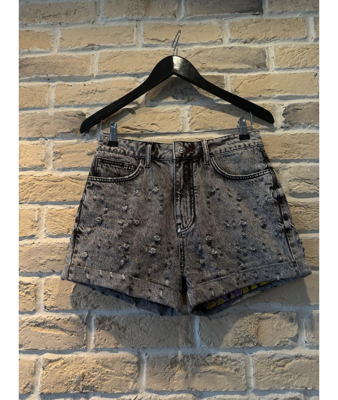 PHILIPP PLEIN Серые деним шорты, фото 3