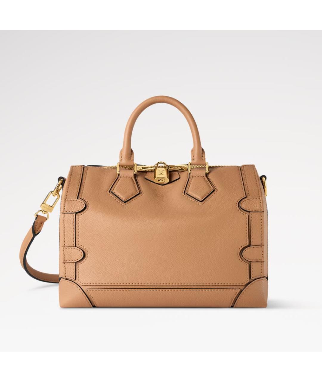 LOUIS VUITTON Бежевая кожаная сумка тоут, фото 5