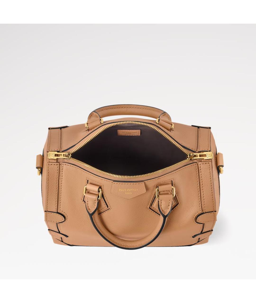 LOUIS VUITTON Бежевая кожаная сумка тоут, фото 3