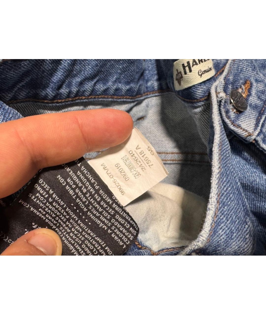 Harley Davidson Голубые хлопковые прямые джинсы, фото 4