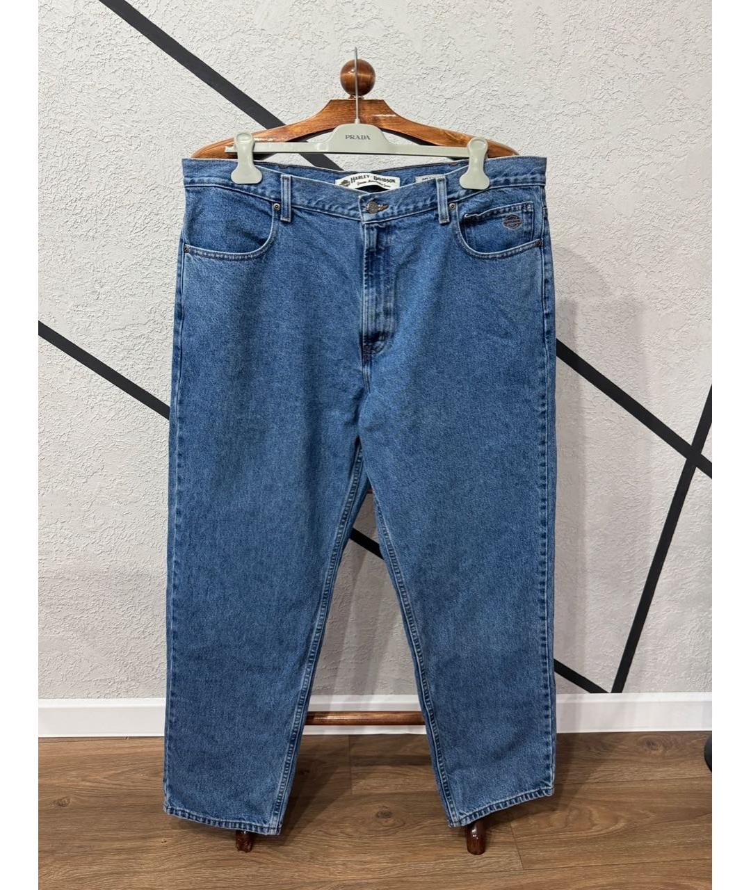 Harley Davidson Голубые хлопковые прямые джинсы, фото 8