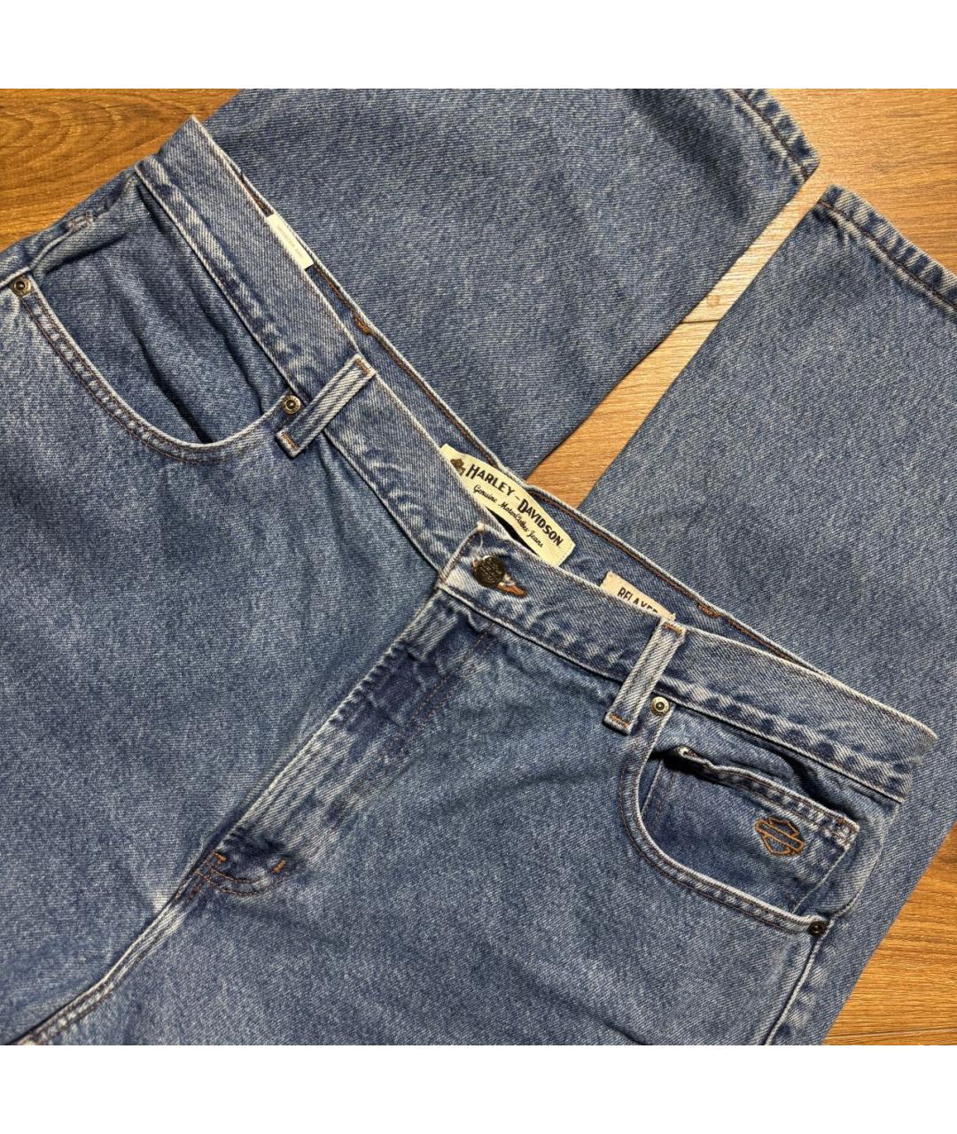 Harley Davidson Голубые хлопковые прямые джинсы, фото 6