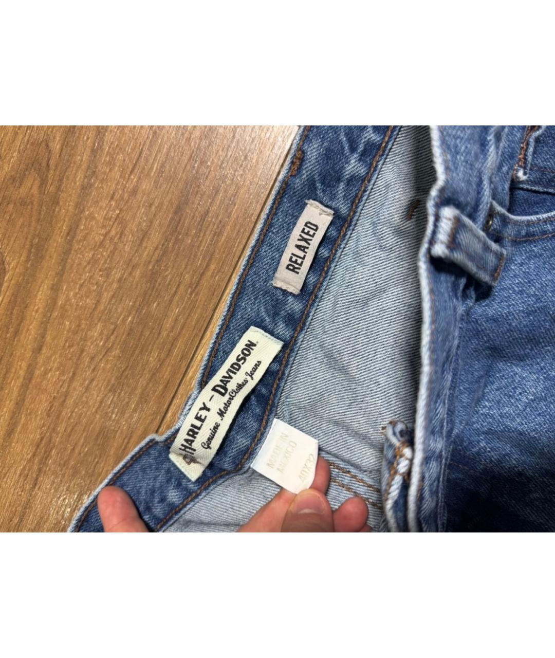 Harley Davidson Голубые хлопковые прямые джинсы, фото 5