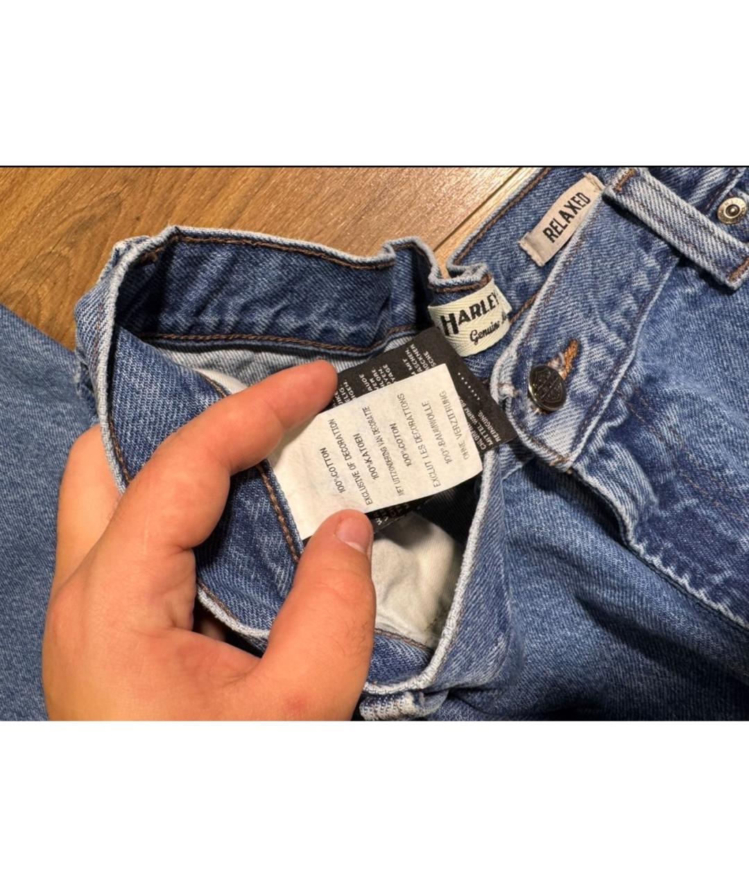 Harley Davidson Голубые хлопковые прямые джинсы, фото 3