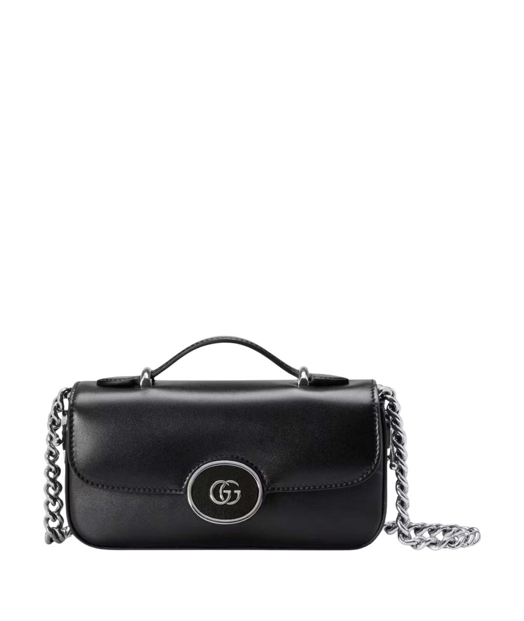 GUCCI Черная кожаная сумка с короткими ручками, фото 1