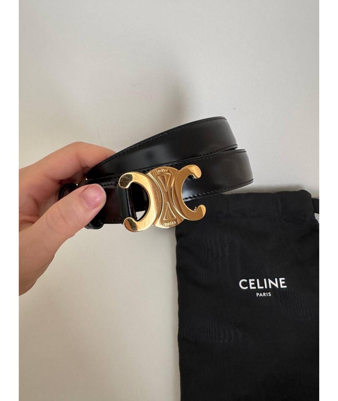 CELINE Черный кожаный ремень, фото 4