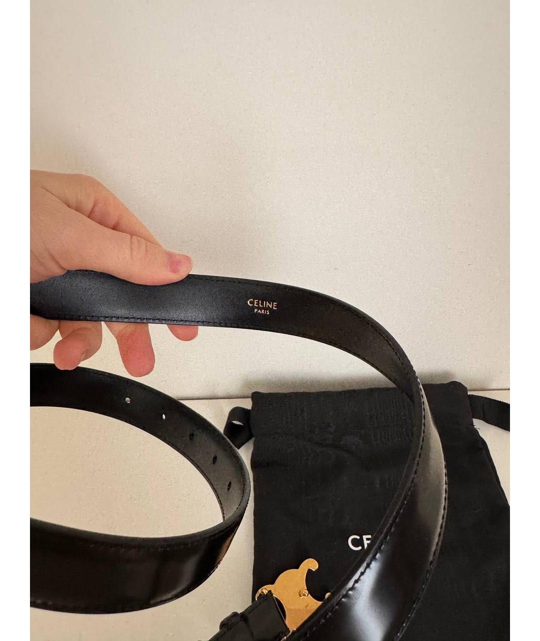 CELINE Черный кожаный ремень, фото 5