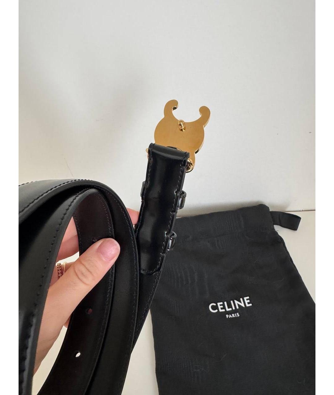 CELINE Черный кожаный ремень, фото 3