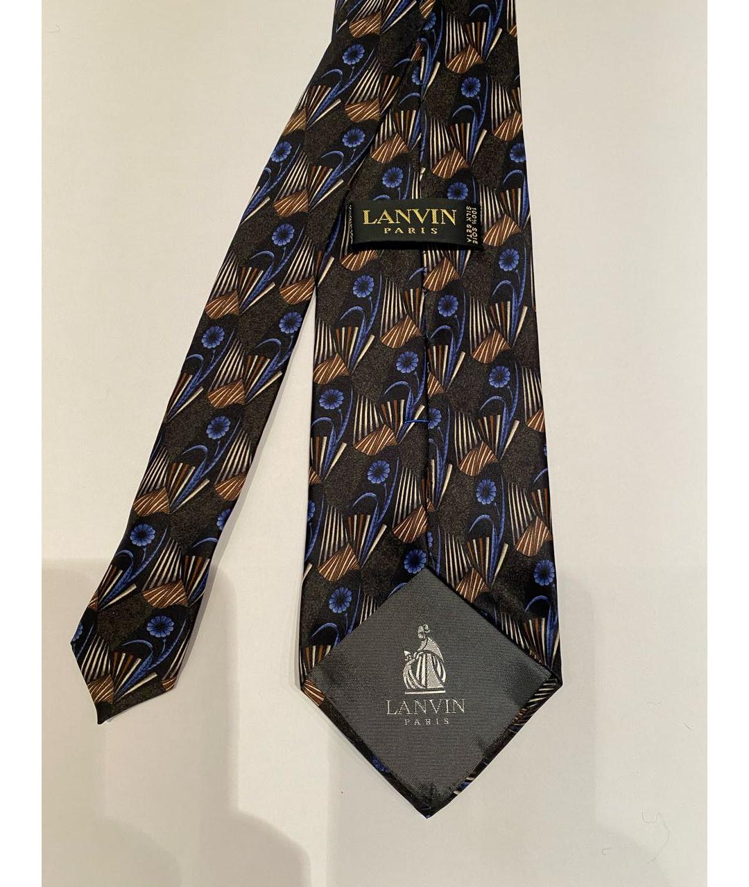 LANVIN Коричневый шелковый галстук, фото 3