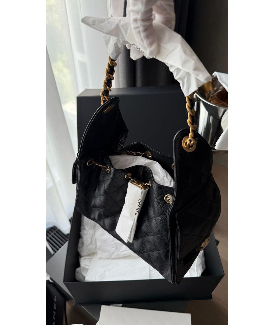 CHANEL Черная кожаная сумка тоут, фото 4