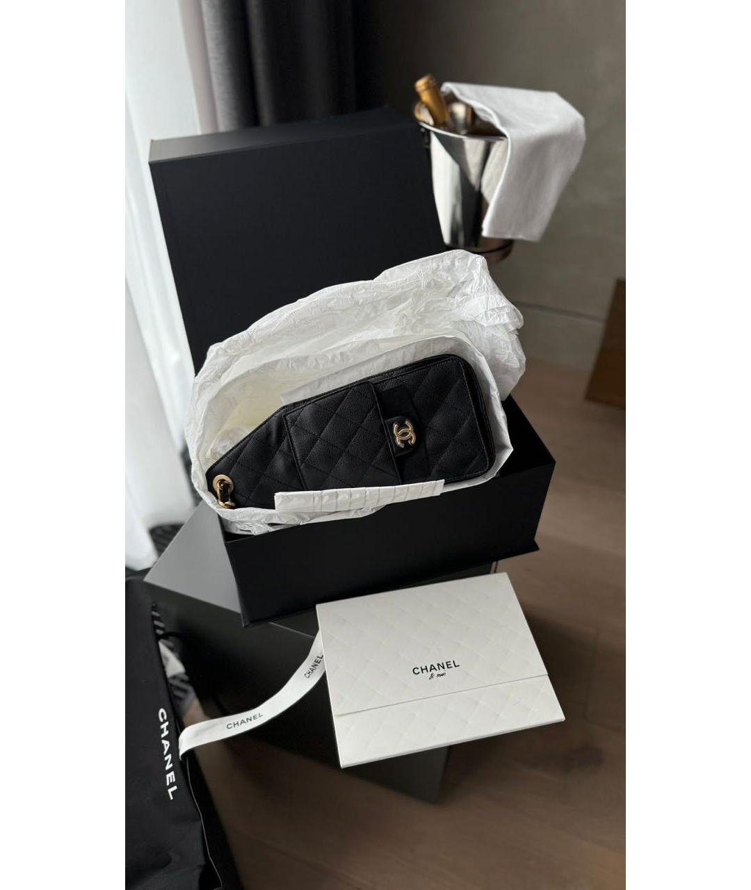 CHANEL Черная кожаная сумка тоут, фото 8