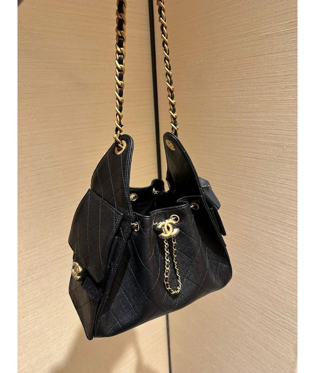 CHANEL Черная кожаная сумка тоут, фото 9