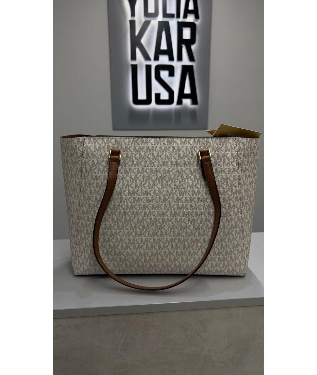 MICHAEL KORS Бежевая кожаная сумка тоут, фото 3