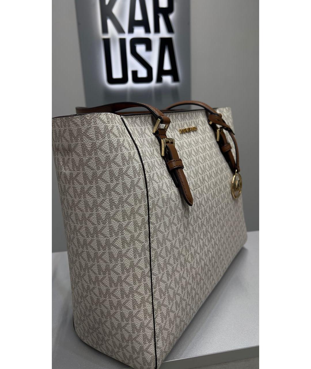 MICHAEL KORS Бежевая кожаная сумка тоут, фото 2