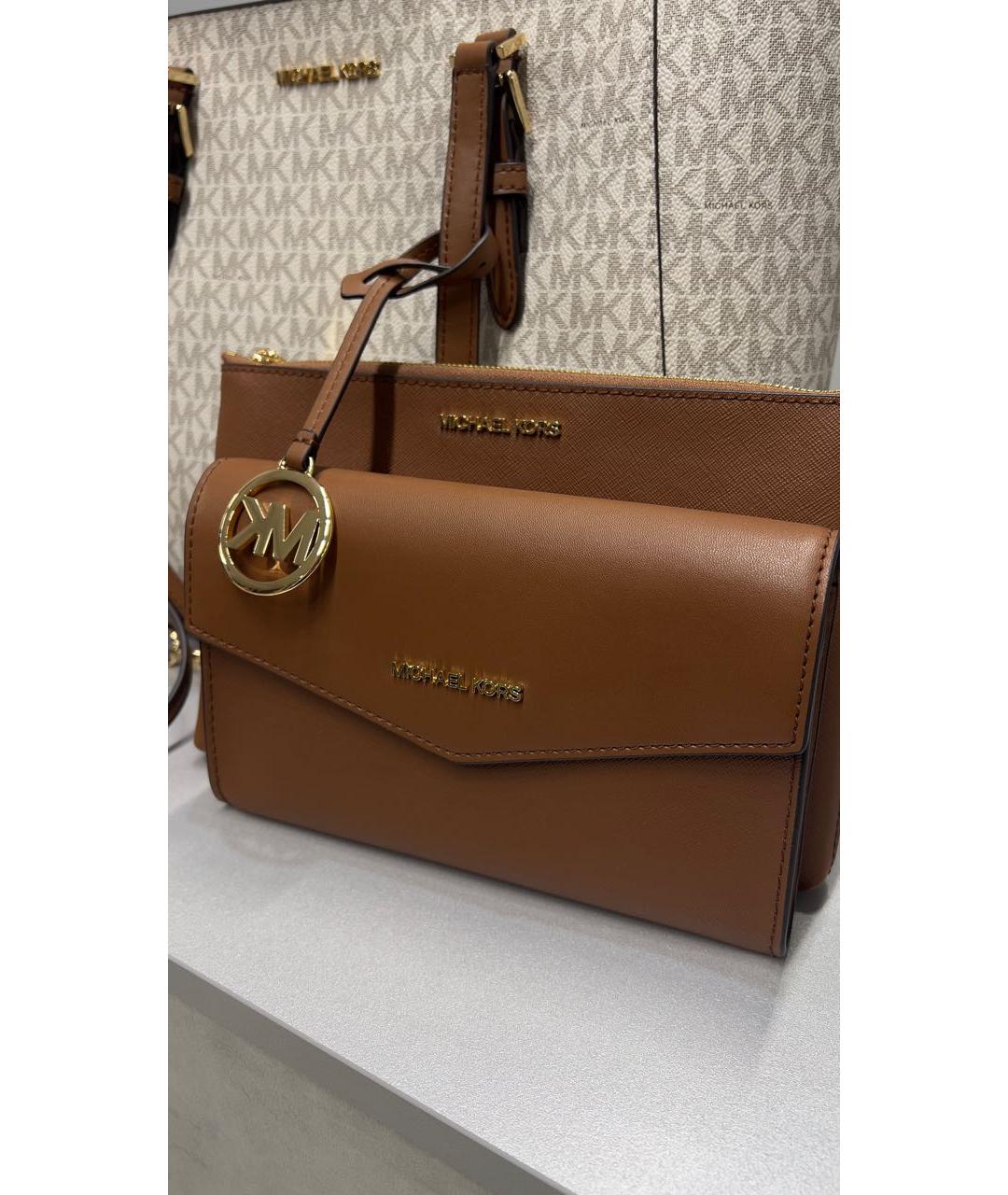 MICHAEL KORS Бежевая кожаная сумка тоут, фото 5