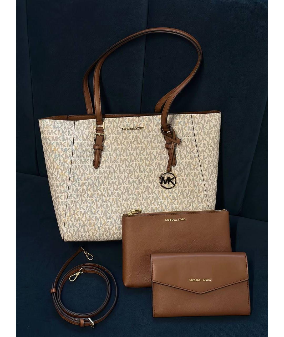 MICHAEL KORS Бежевая кожаная сумка тоут, фото 7