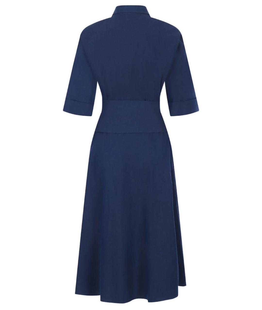 LORO PIANA Синее хлопко-эластановое повседневное платье, фото 2