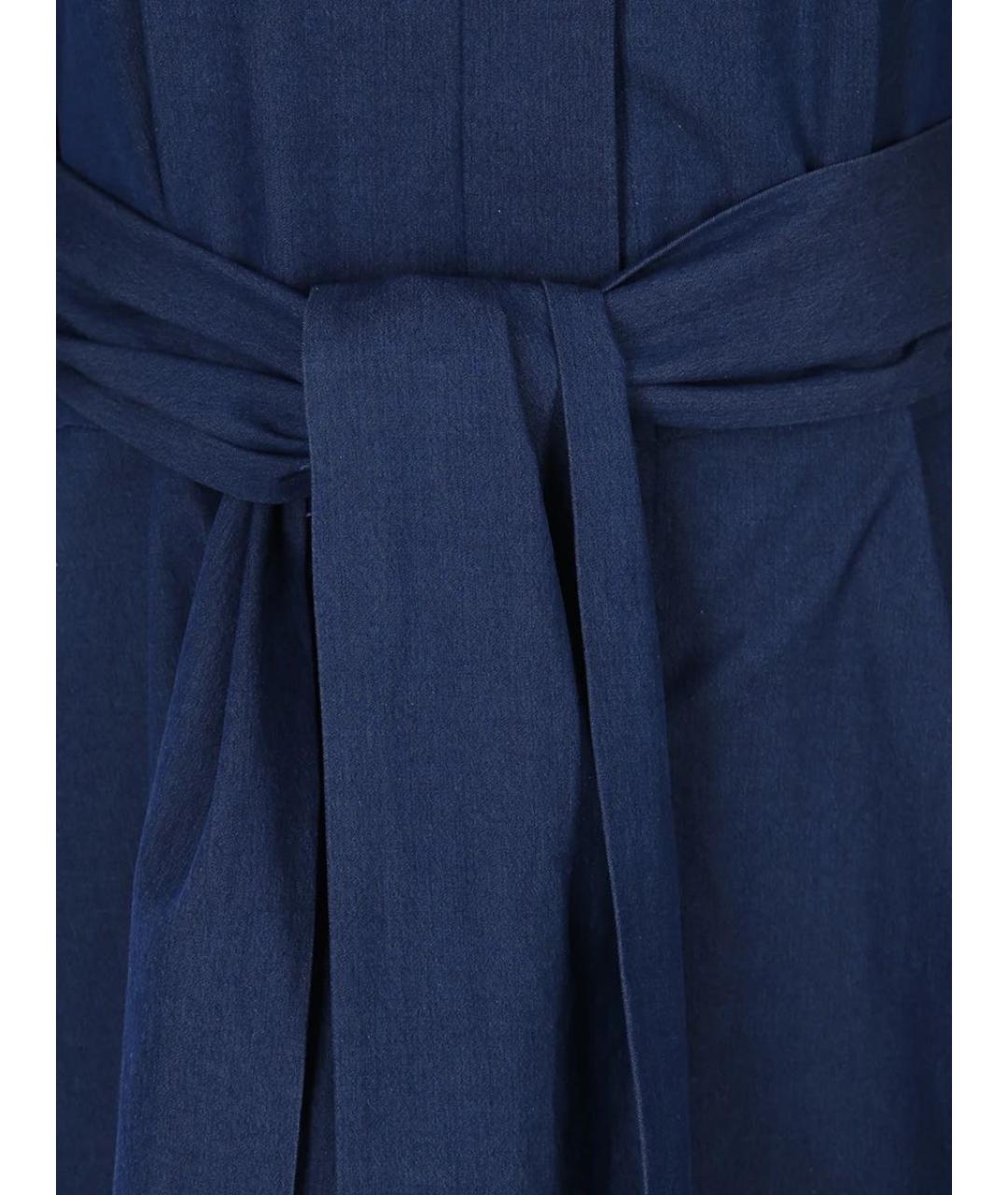 LORO PIANA Синее хлопко-эластановое повседневное платье, фото 4
