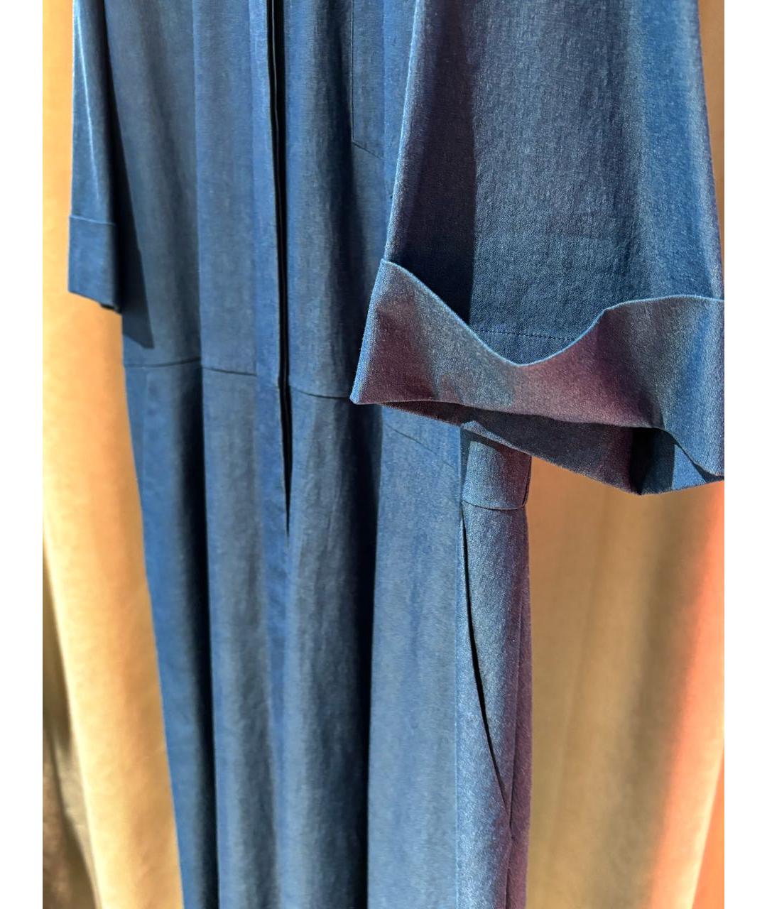 LORO PIANA Синее хлопко-эластановое повседневное платье, фото 6