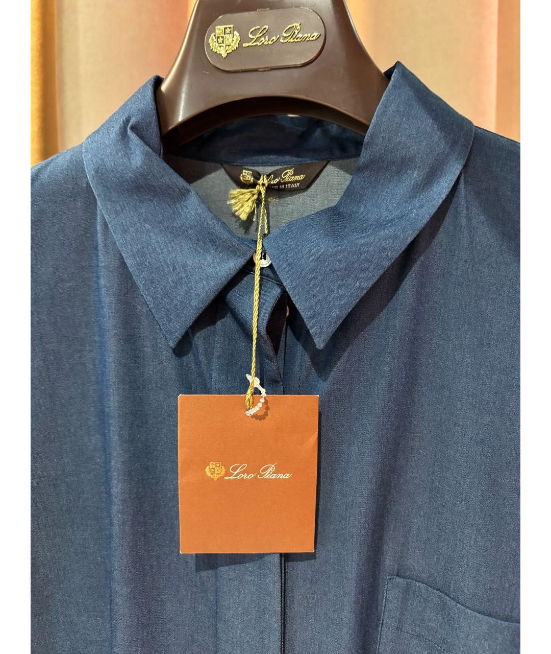 LORO PIANA Синее хлопко-эластановое повседневное платье, фото 3