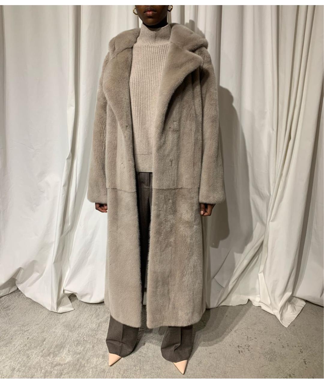 YVES SALOMON Серая меховая шуба, фото 3