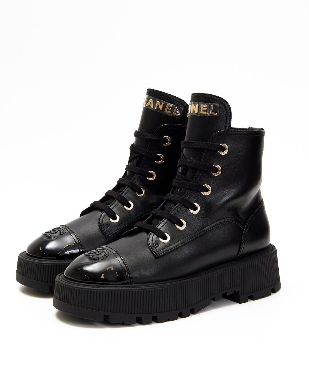 CHANEL Черные кожаные полусапоги, фото 2