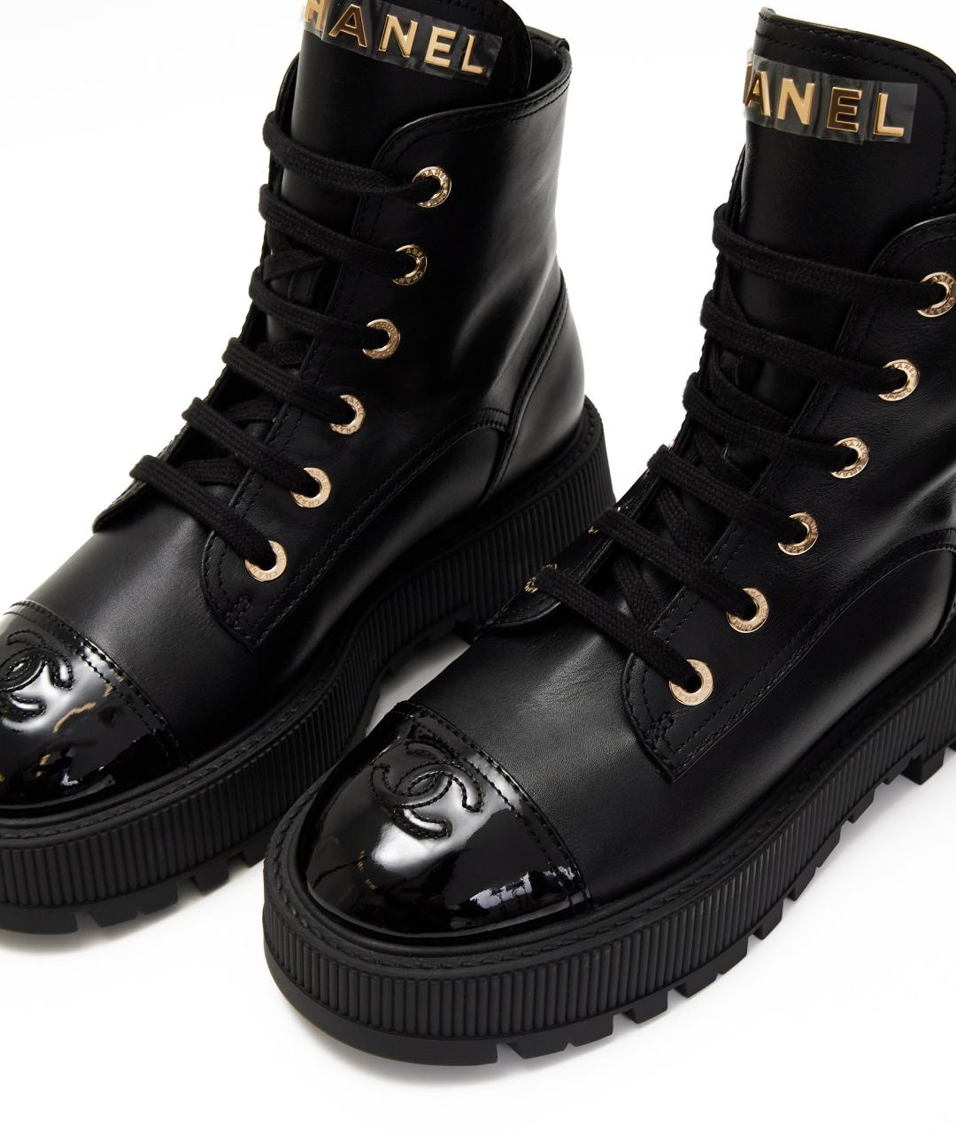 CHANEL Черные кожаные полусапоги, фото 4