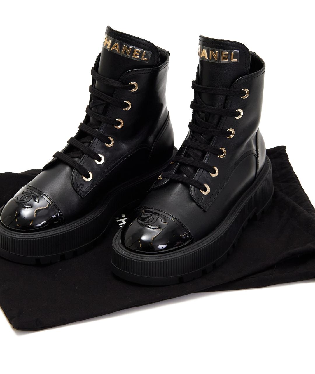 CHANEL Черные кожаные полусапоги, фото 5