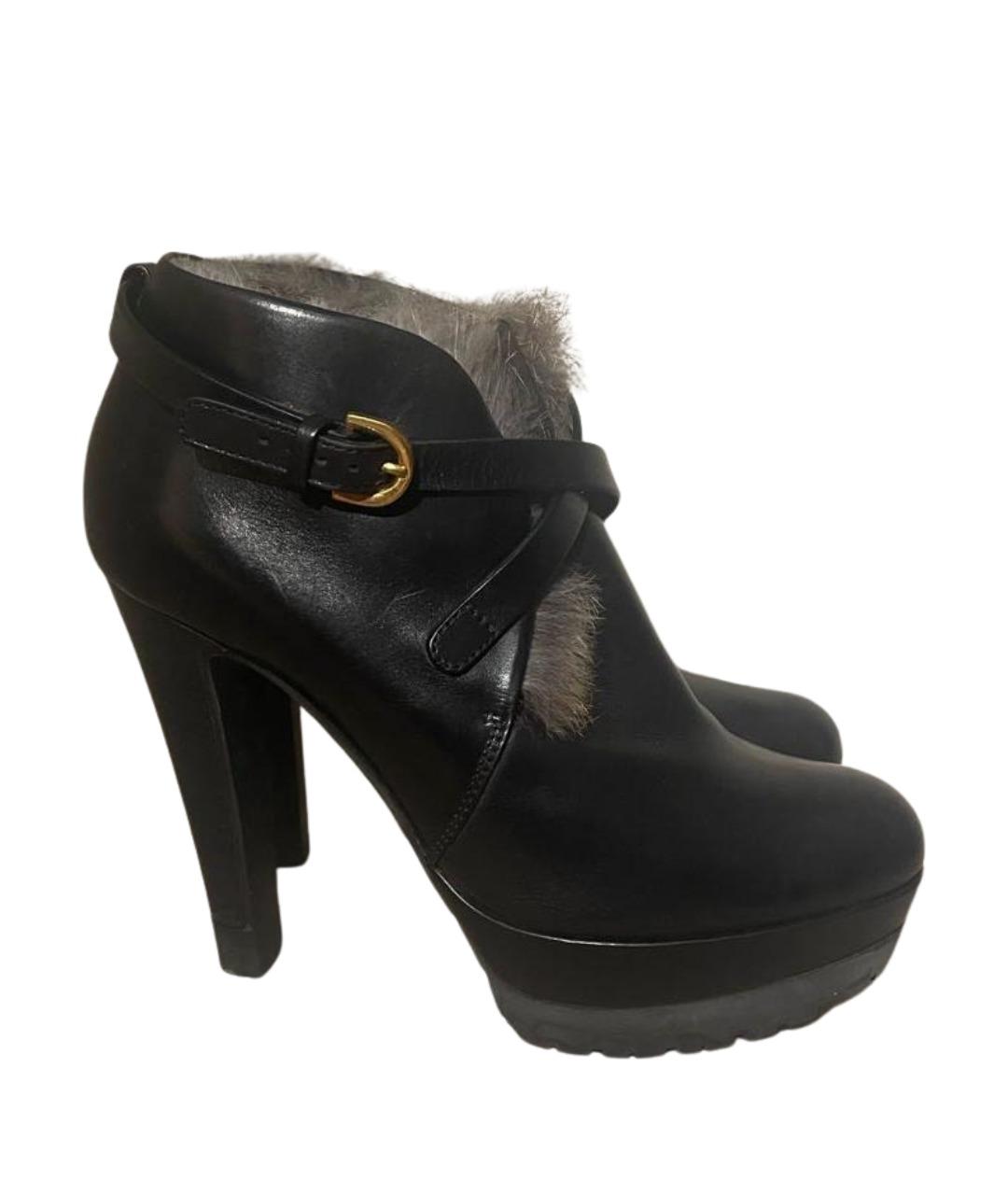 SERGIO ROSSI Черные кожаные ботинки, фото 1