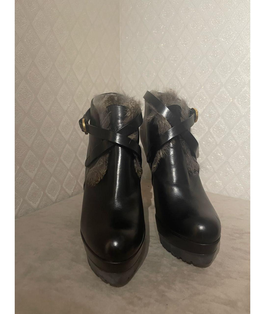 SERGIO ROSSI Черные кожаные ботинки, фото 2