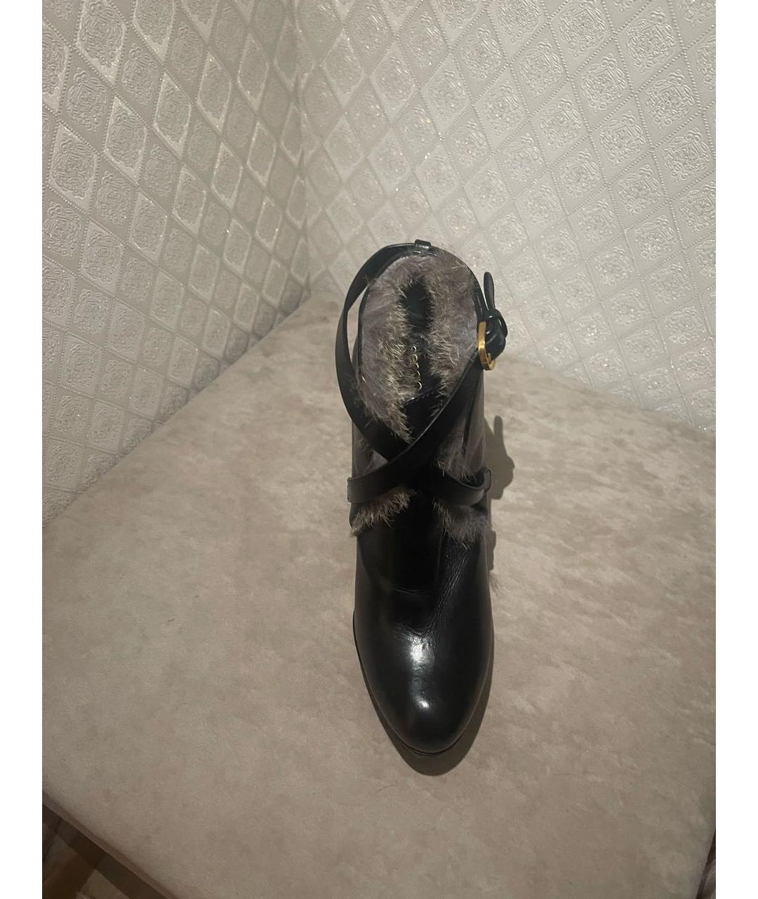 SERGIO ROSSI Черные кожаные ботинки, фото 3