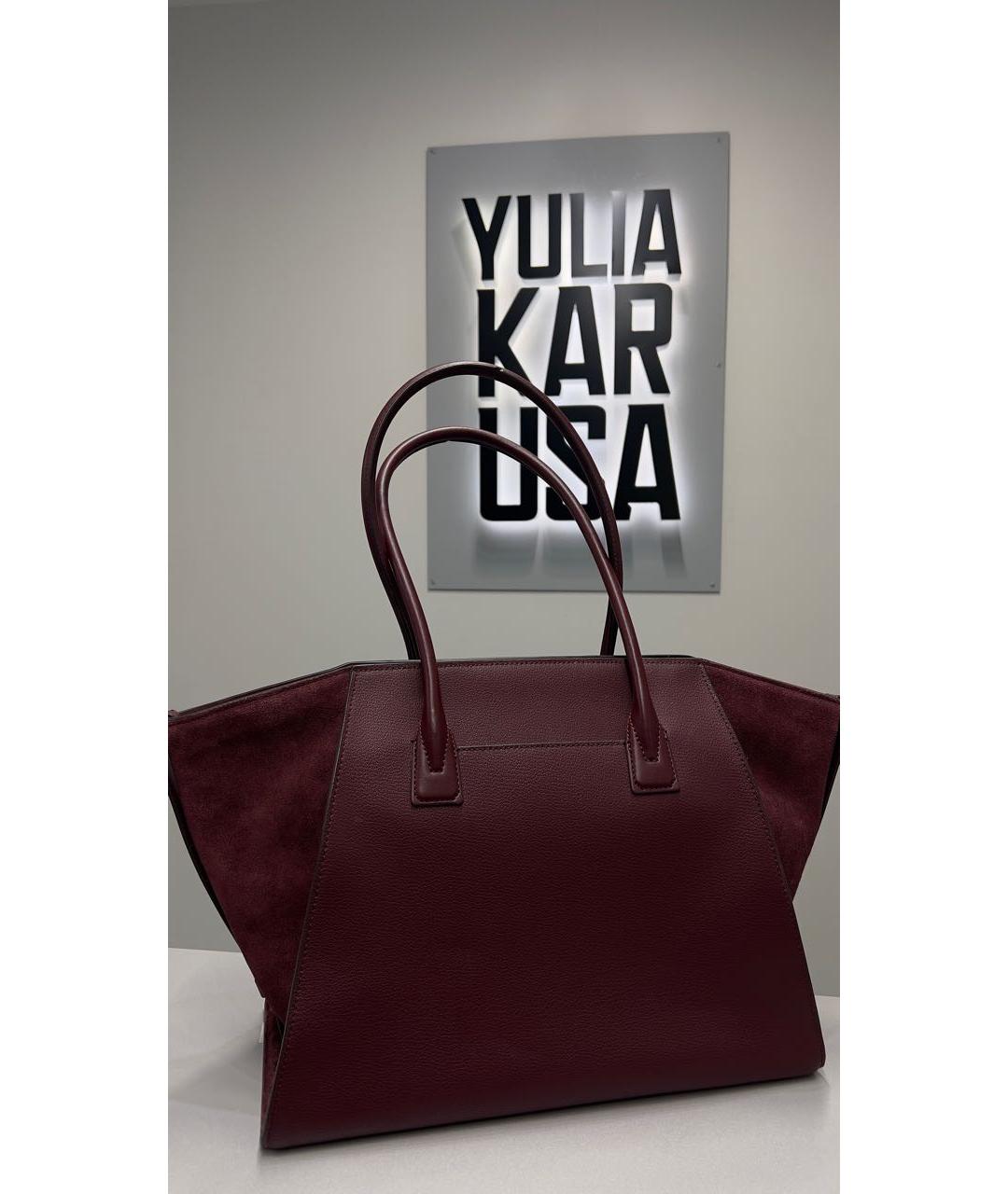 MICHAEL KORS Бордовая кожаная сумка тоут, фото 3