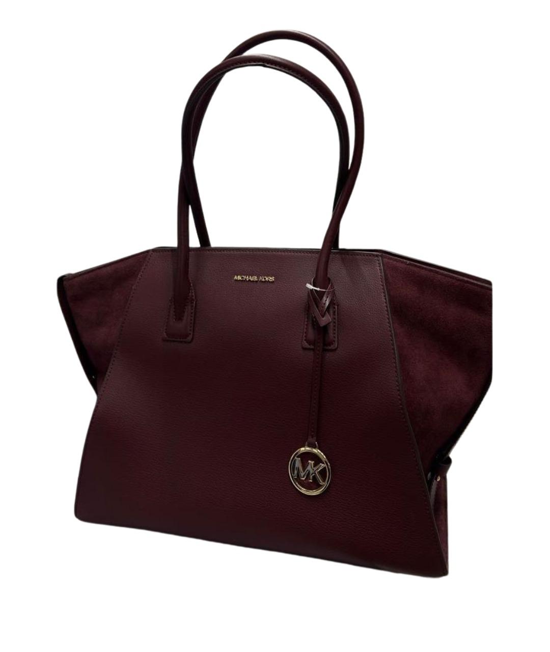 MICHAEL KORS Бордовая кожаная сумка тоут, фото 1