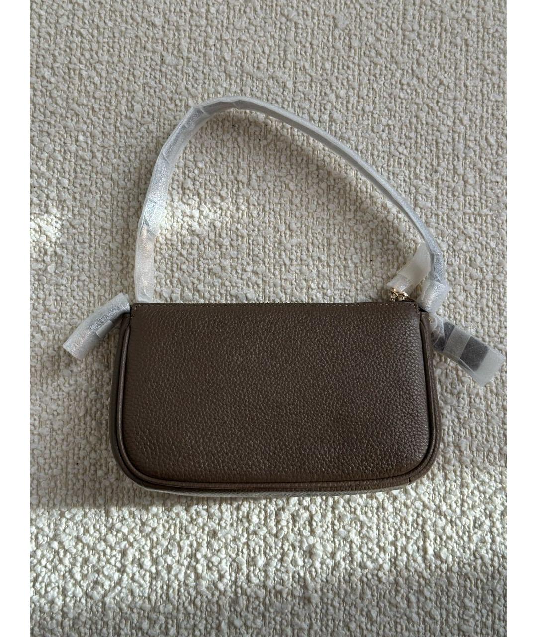 COACH Коричневая кожаная сумка с короткими ручками, фото 3