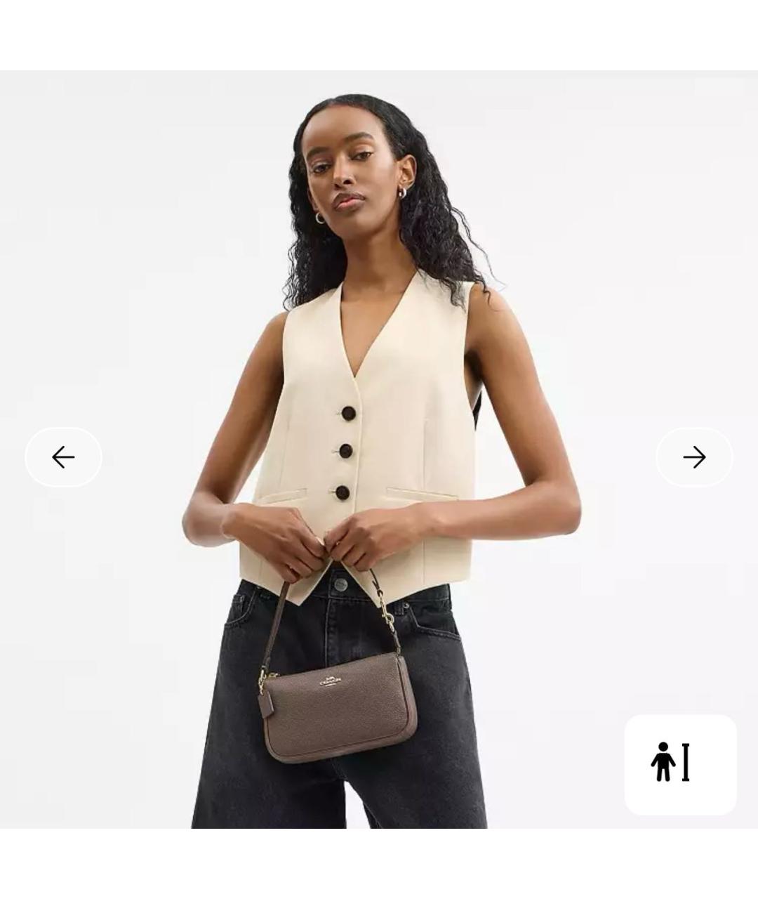 COACH Коричневая кожаная сумка с короткими ручками, фото 8