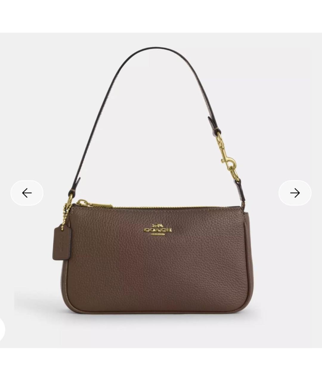 COACH Коричневая кожаная сумка с короткими ручками, фото 9