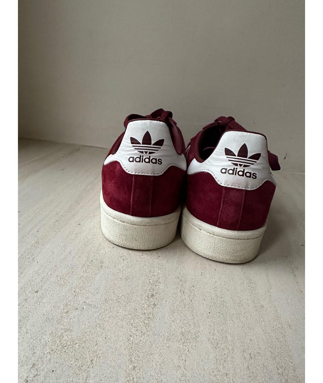 ADIDAS Бордовые замшевые низкие кроссовки / кеды, фото 4