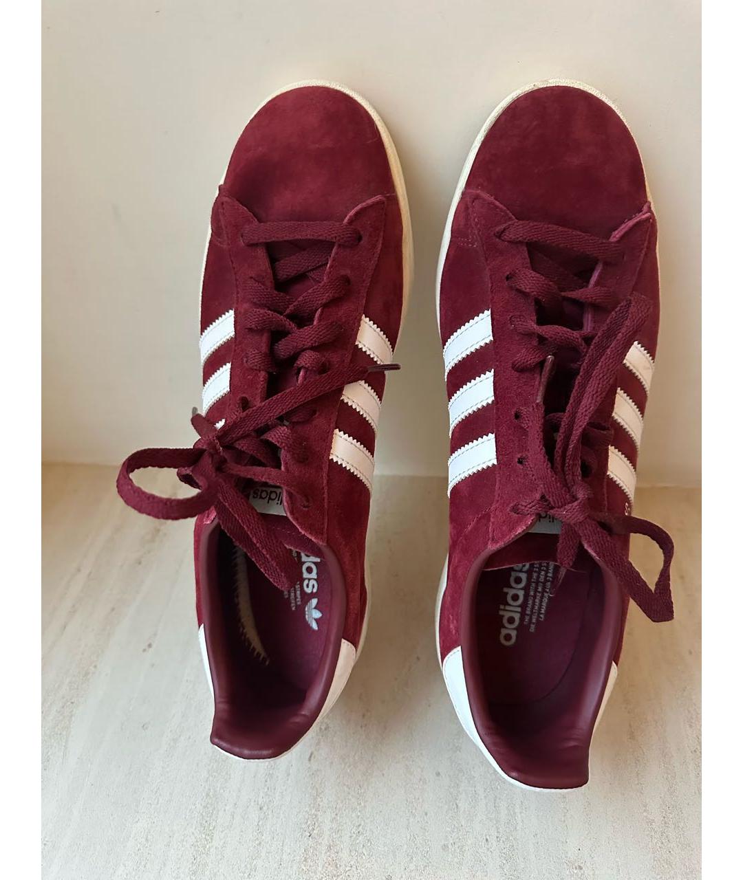 ADIDAS Бордовые замшевые низкие кроссовки / кеды, фото 3