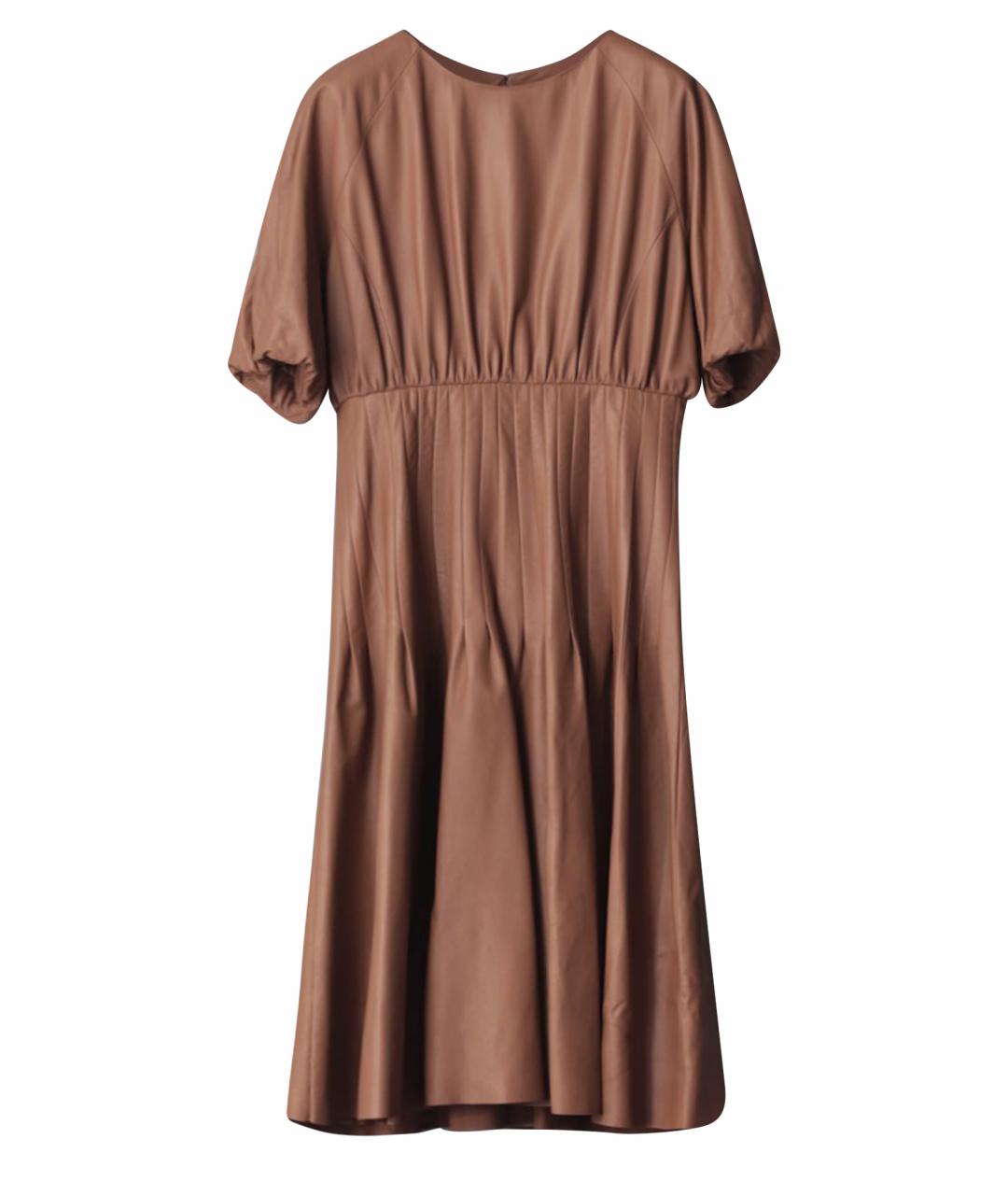 DROME Бежевое кожаное повседневное платье, фото 1